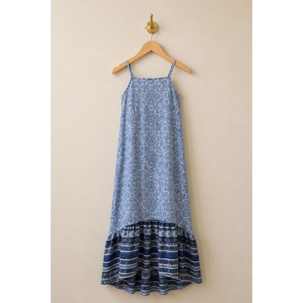 Knox Rose Blue Tiered Ruffled Dress Sundress SZ S Flowy Feminine Lightweight